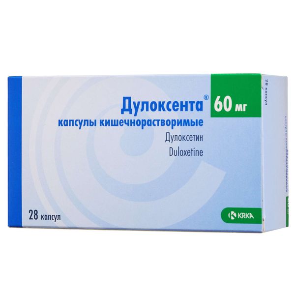 Дулоксента капсулы кишечнорастворимые 60мг 28шт