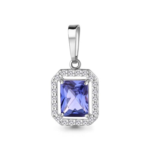 фото Подвеска diamant online, серебро, 925 проба, родирование, танзанит, фианит, размер 1.5 см., фиолетовый