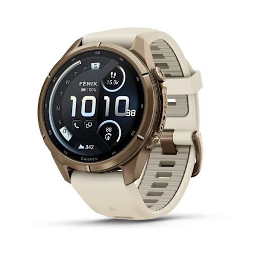 Смарт-часы Garmin Fenix 9 Pro inReach 43 мм, Autumn Gold Titanium with Cream/French Grey Silicone Band (010-04335-21)