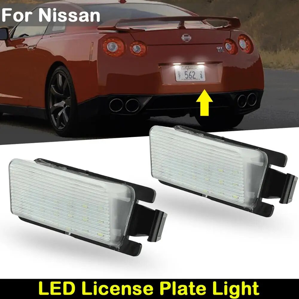 Для Nissan Versa Livina Bra Make GT-R Cube 350Z 370Z Infiniti G35 G37 Автомобильная задняя белая светодиодная подсветка номерного знака Лампа номерного знака