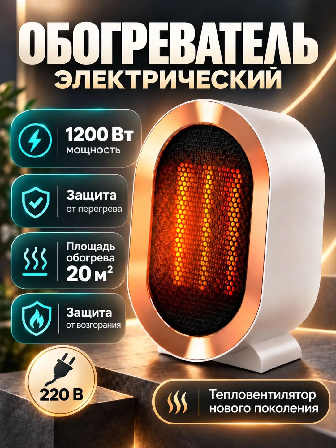 Обогреватель, дуйка, тепловентилятор напольный электрический для дома