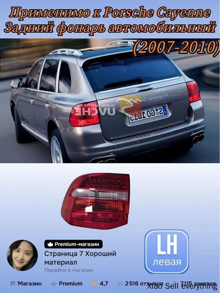 Фары автомобильные, 1 шт, арт. Porsche Cayenne Задний фонарь автомобильный (2007-2010)