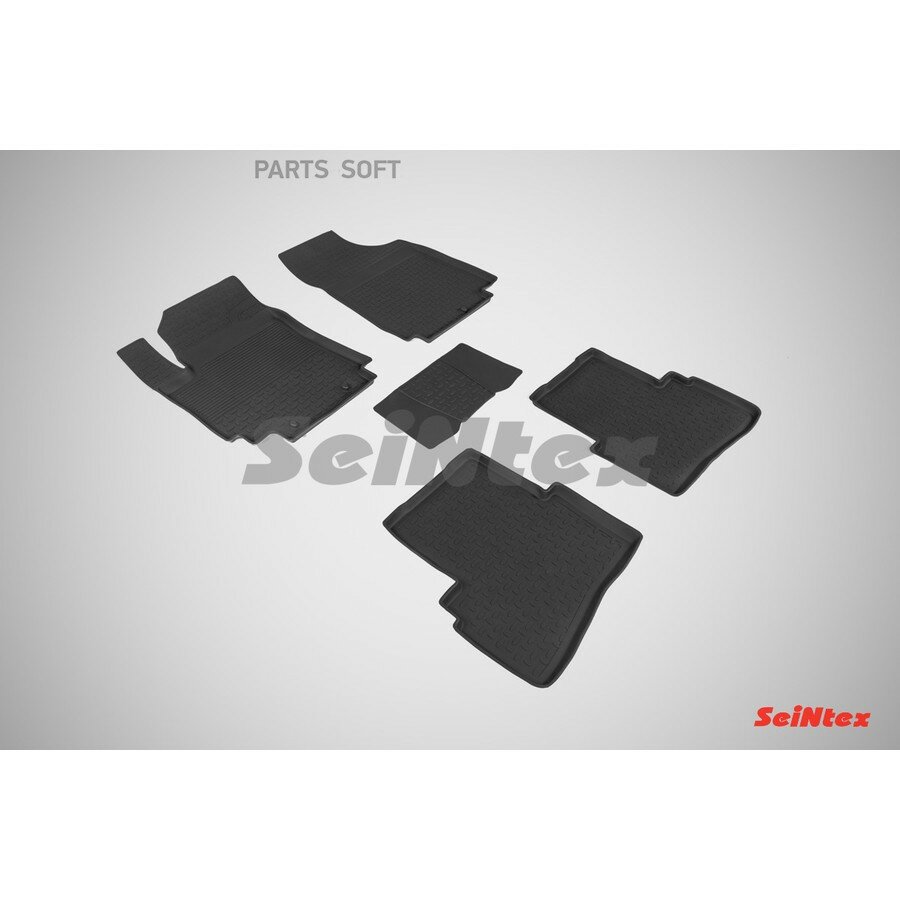 Комплект ковриков Hyundai Creta 2016-2020 Hyundai Creta 2016-2020 резиновые, высокий борт, черные от официального дистрибьютора, SEINTEX, артикул 87517