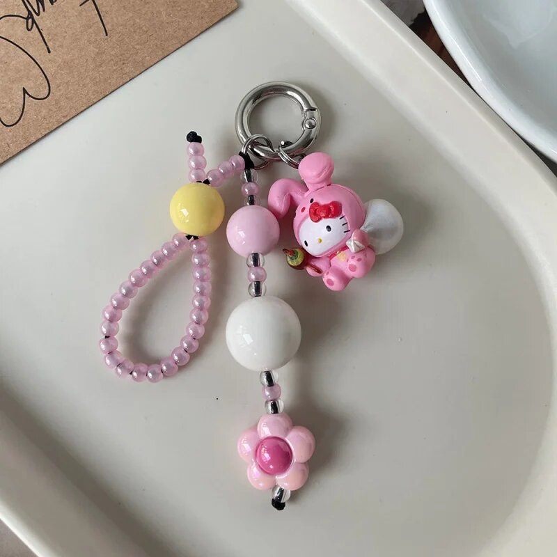 Брелок Hello Kitty для телефона, ручной работы, разноцветный, из бисера, милый мультяшный YSK26