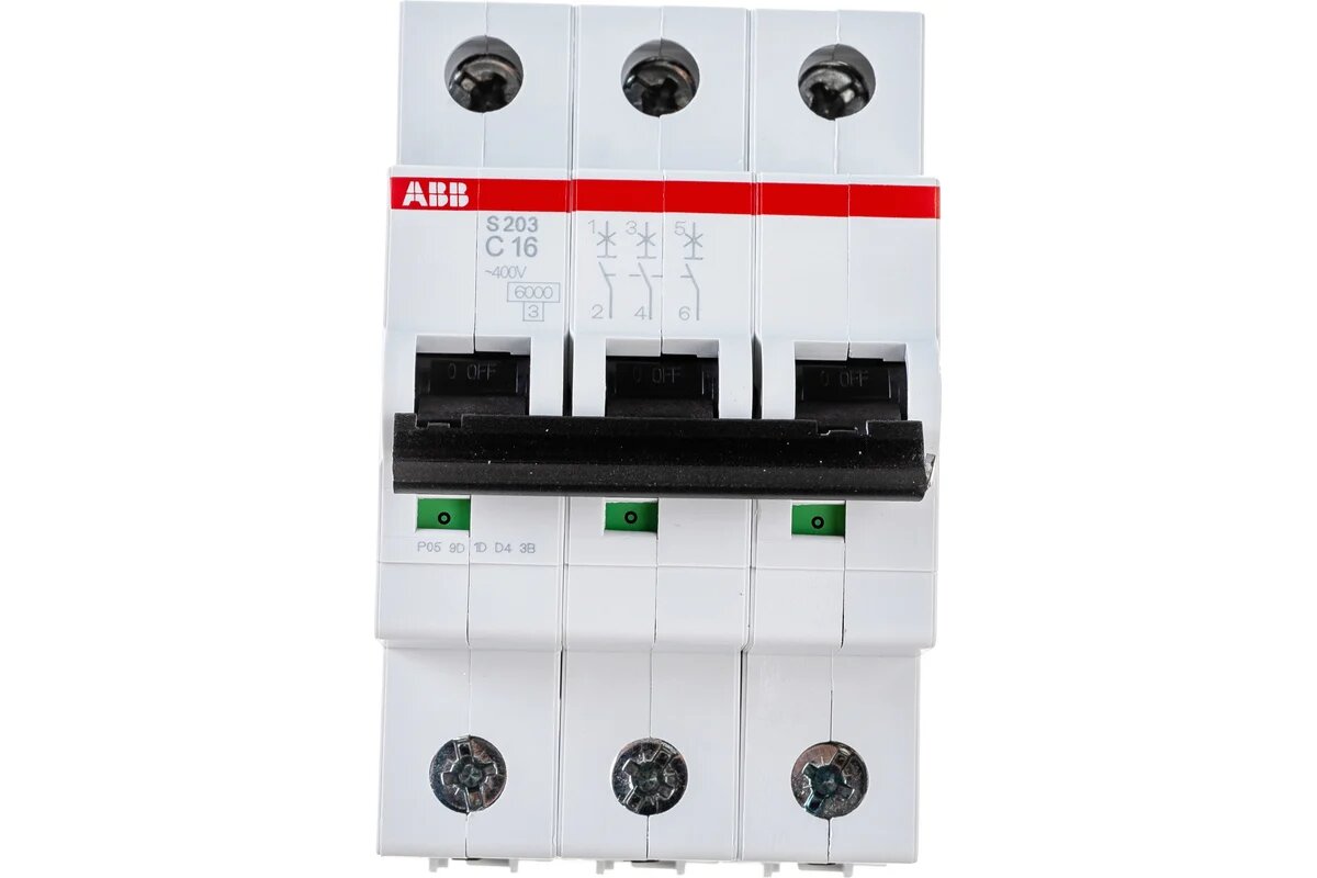 ABB S203 Автоматический выключатель 3P 16А (С) 6kA, 16 А, IP20