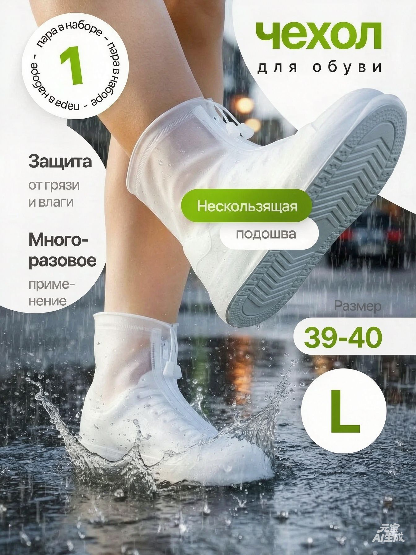 Nexly Чехлы-дождевики на обувь 2 шт, защитные чехлы или дождевики для обуви, для защиты от влаги, грязи и непогоды