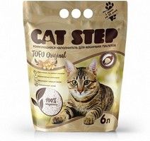 Cat Step Tofu Original / Комкующийся растительный наполнитель Кэт Степ для кошачьего туалета, 6 л (2,8 кг)