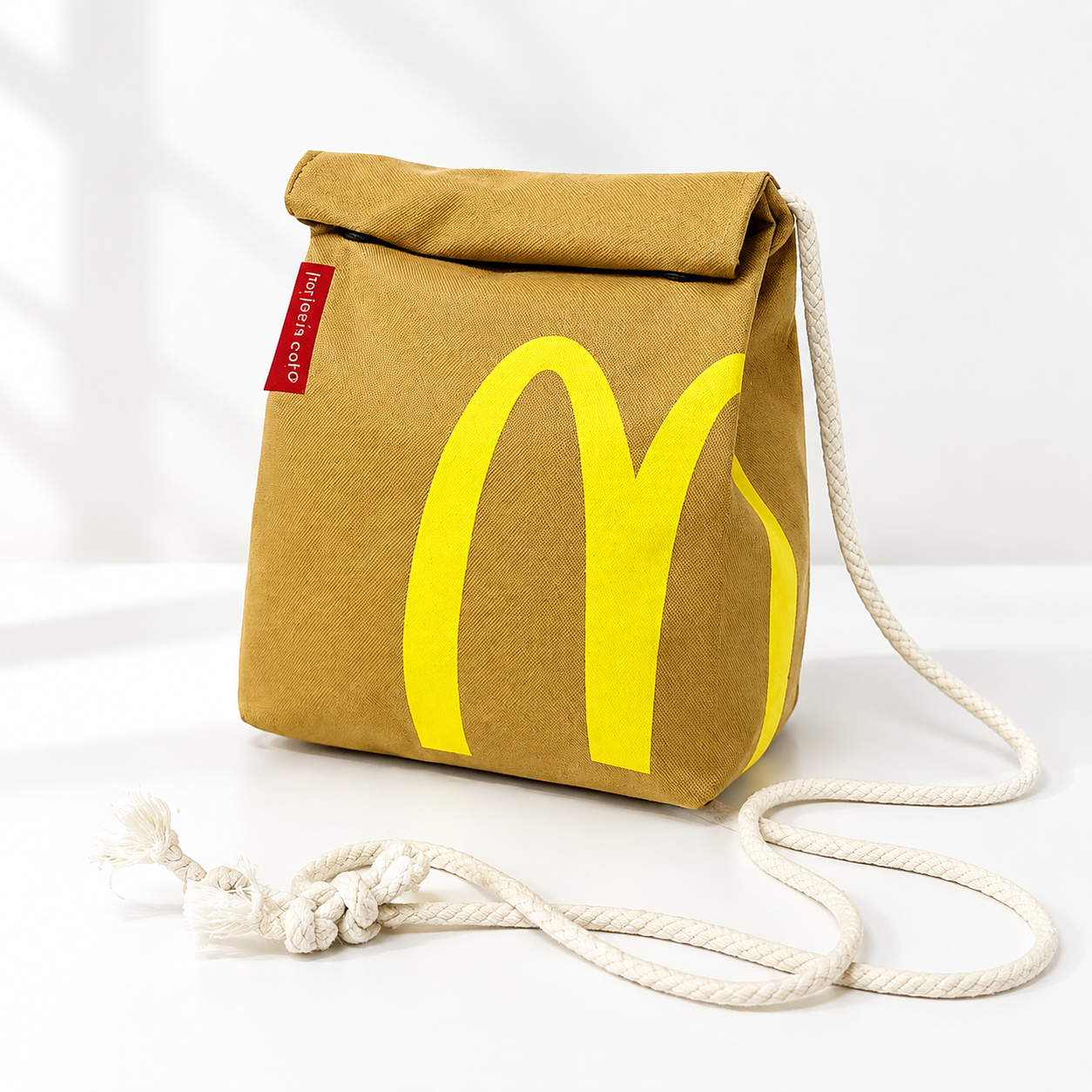 Рюкзак McDonald`s, школьный, унисекс, для средней и старшей школы, бежевый, нейлон (Объем: 13 л)