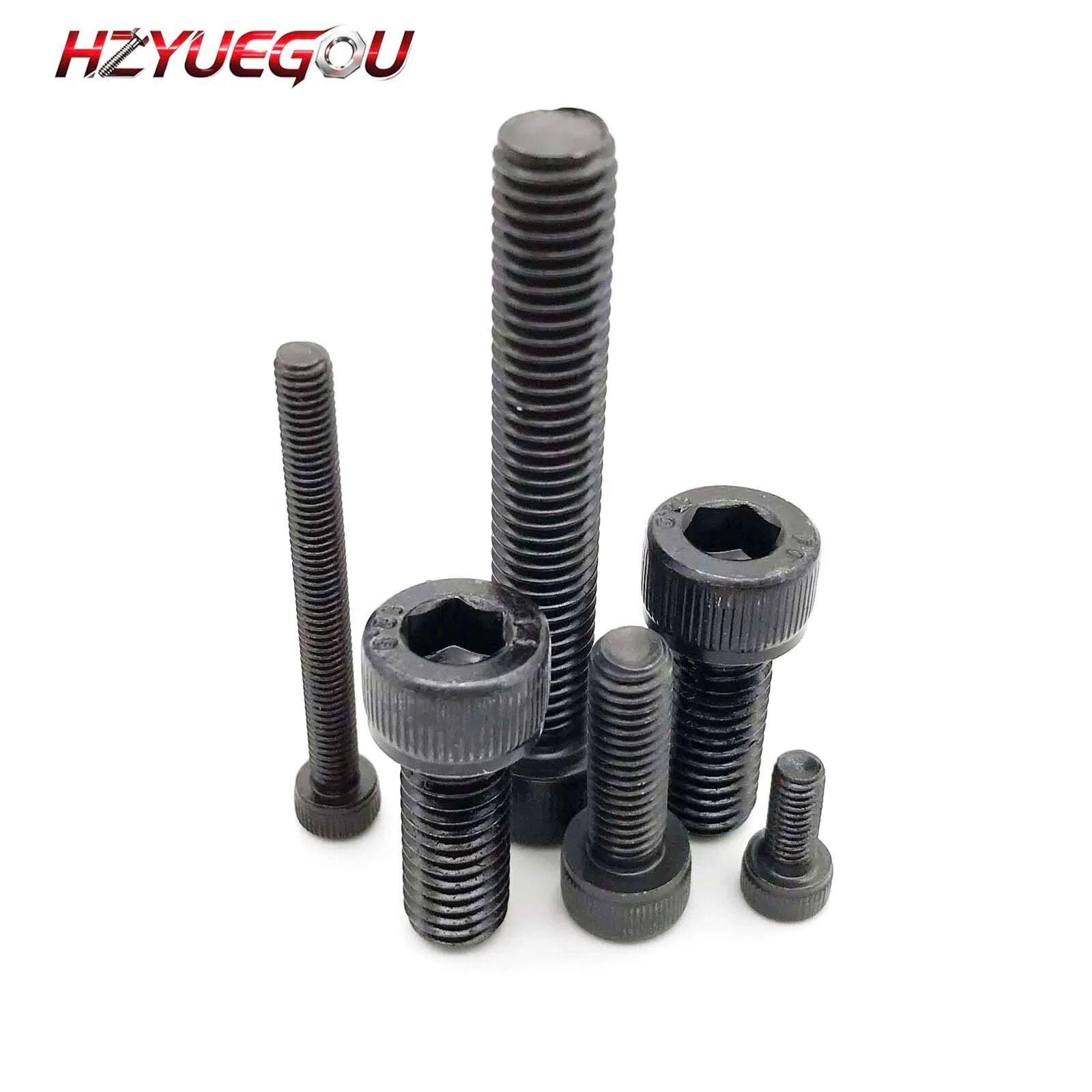 Винты HZYUEGOU DIN912 из стали 12.9, черные, полный профиль, набор М2-M12 M4 10pcs, 20mm