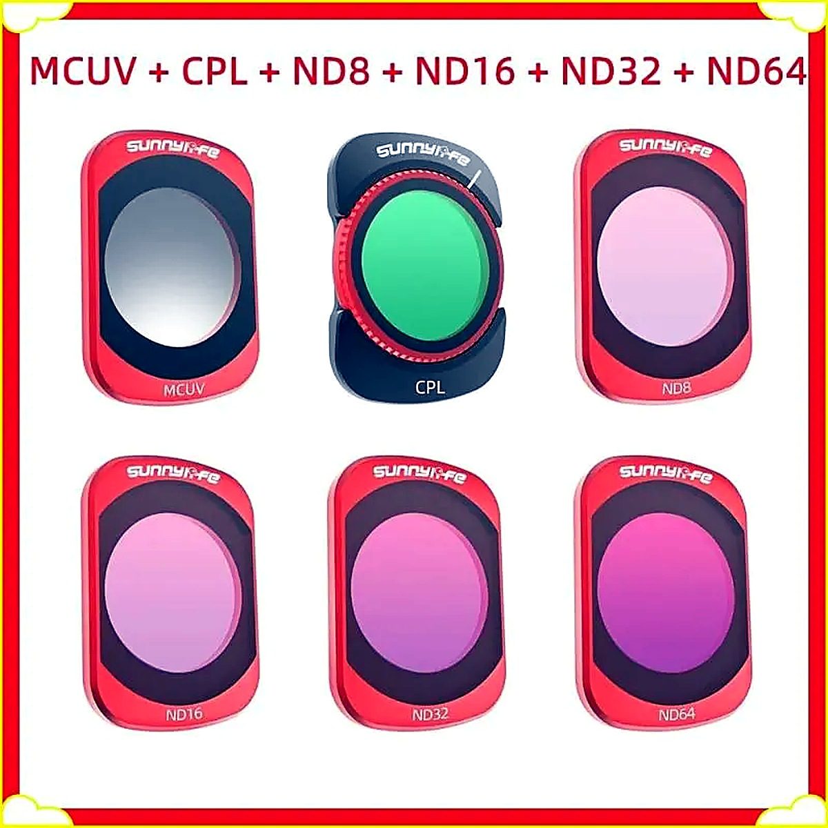 Комплект CPL-фильтров Sunnylife Osmo Pocket 4 (для POCKET 3 ND8 ND16 ND32 ND64 MCUV)