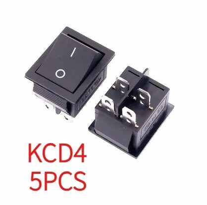 5шт KCD4 Rocker переключатель черный 4Pin ON-OFF 31 * 25мм 16A / 250V AC 20A / 125V AC прозрачный