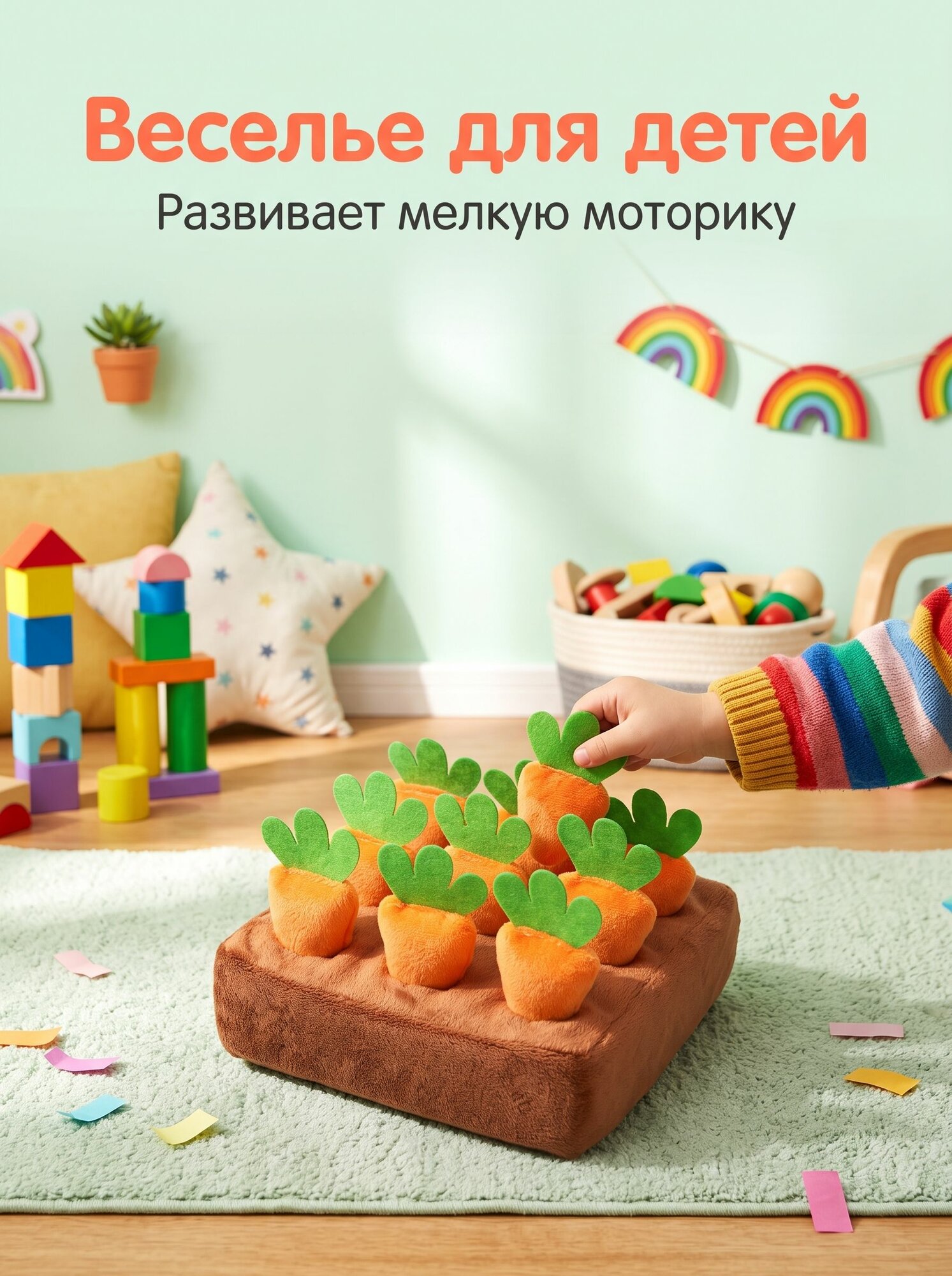 Развивающий деревянный сортер для малышей "Морковки"
