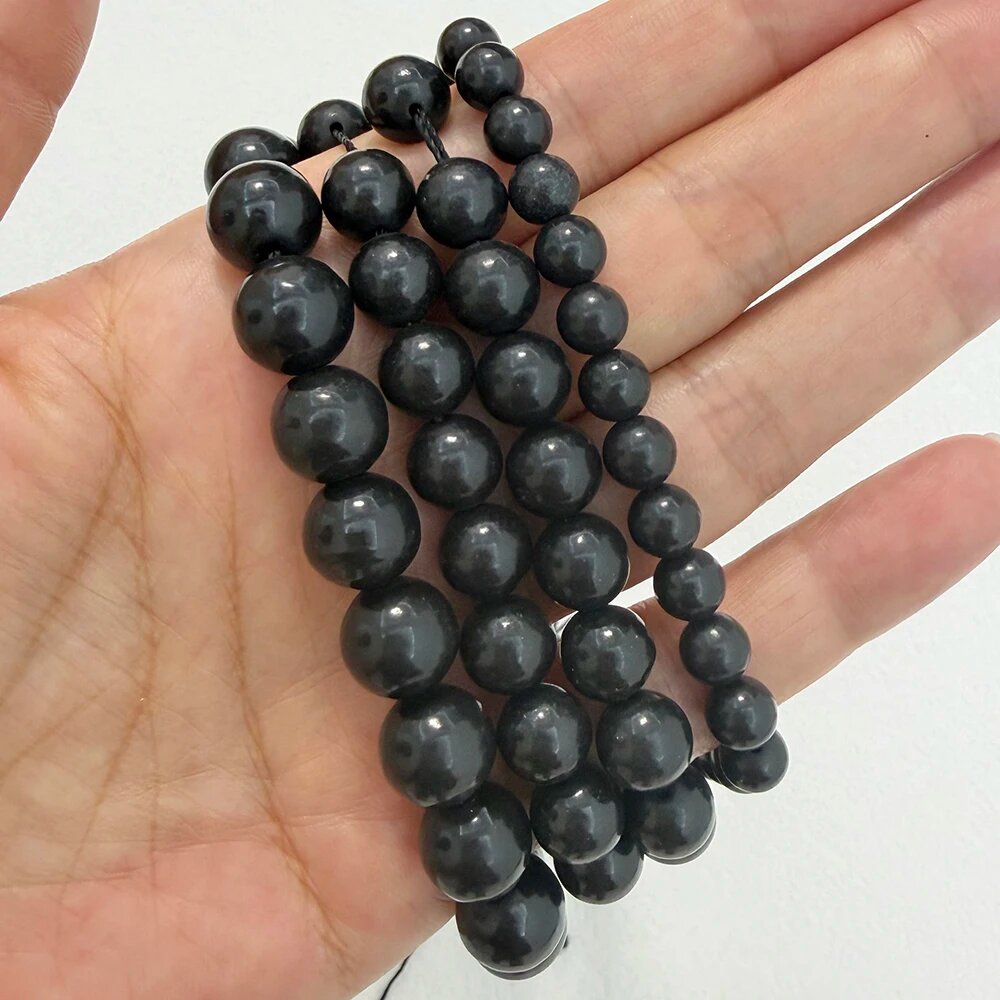 Бусины шунгит Tony and Beads 10 мм, 36-38 шт