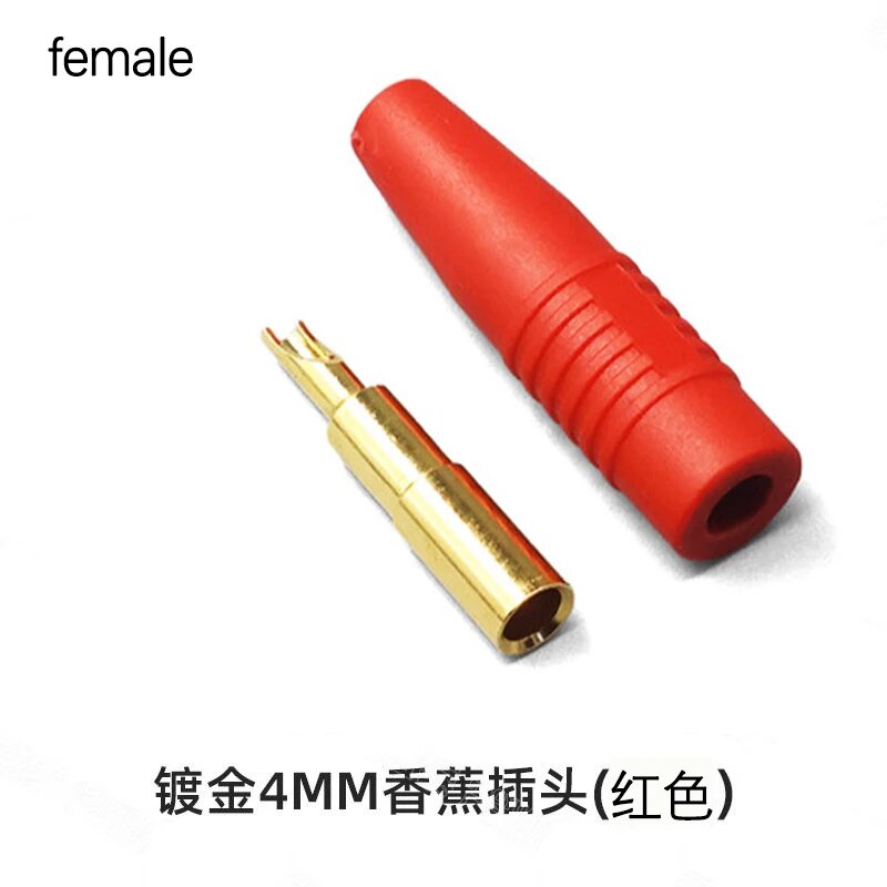 Латунные разъемы banana plug 4 мм ChengHaoRan female red