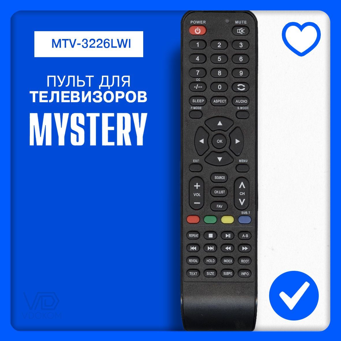 Пульт MTV-3226LWI для телевизора Mystery