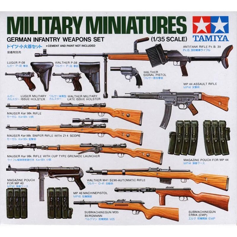 Tamiya 35111 1/35 Набор стрелкового вооружения немецкой пехоты
