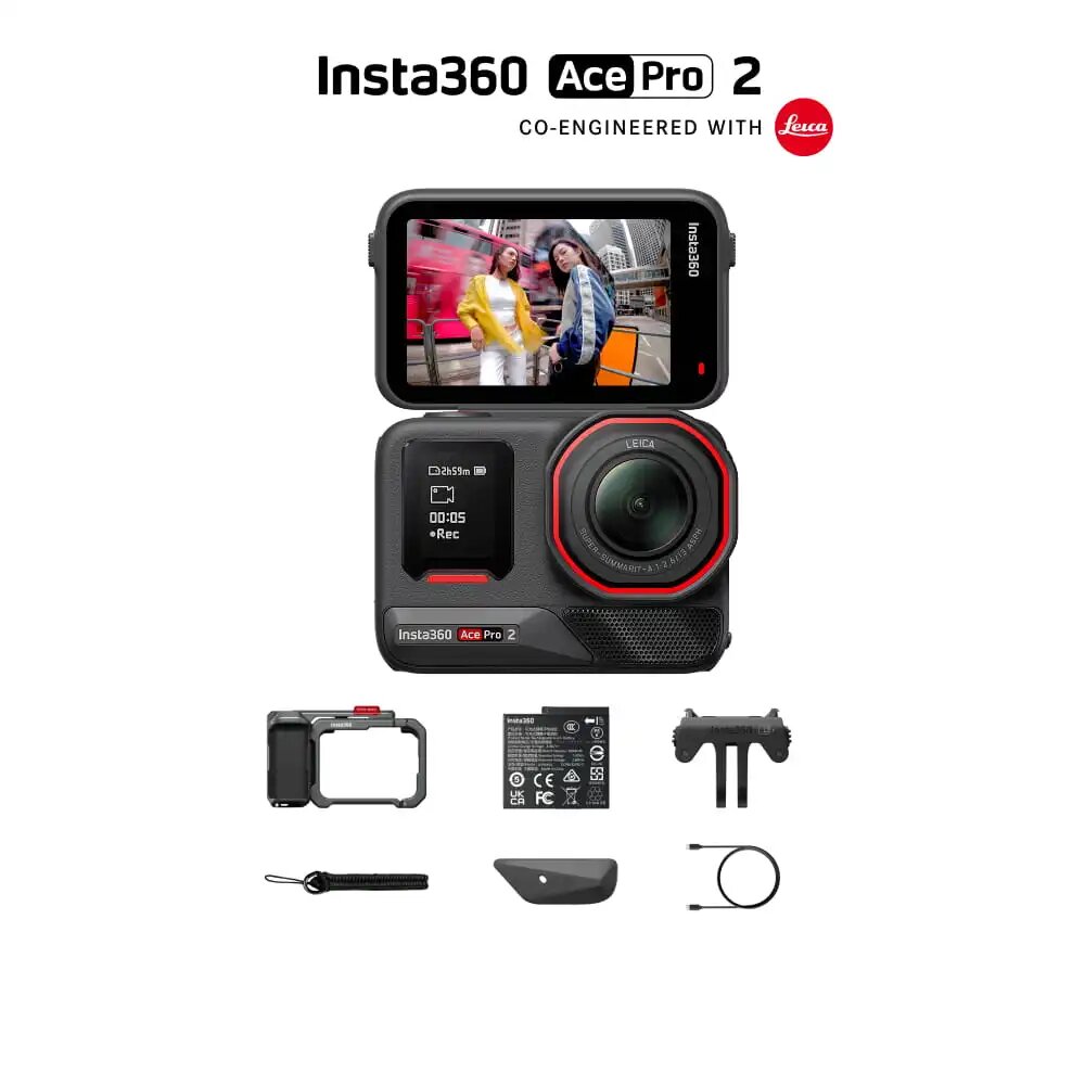 Экшн-камера Insta360 Ace Pro 2 Single Battery, Xplorer Bundle (Midnight Black)