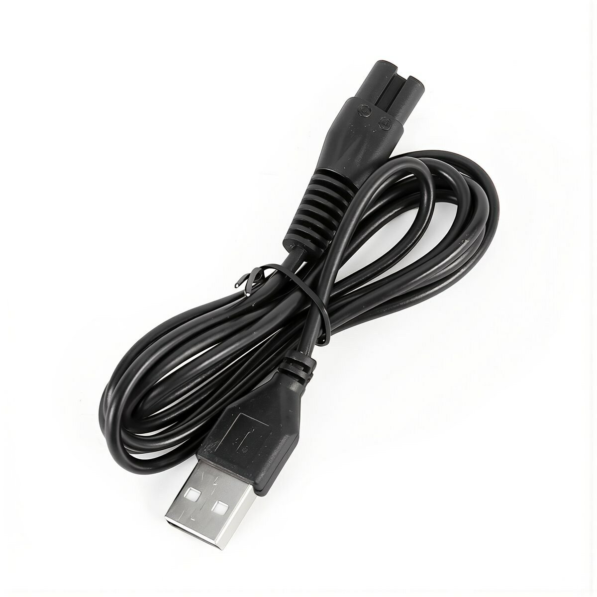 Черный прочный кабель питания для электробритвы, подключаемый к порту USB длина 0.7 метра, USB восьмиконтактный (11 мм) / 0,8 м