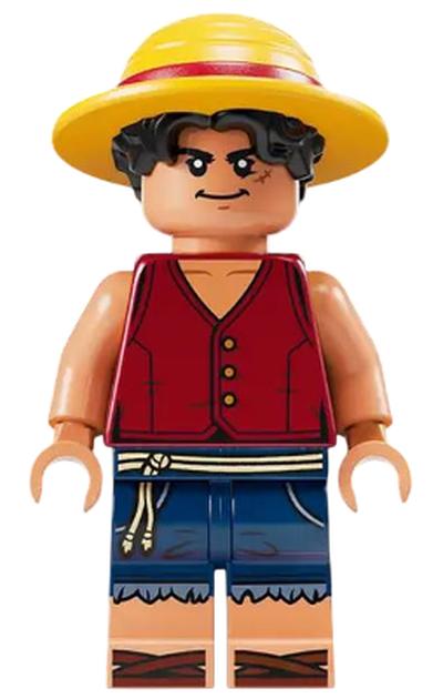 Минифигурка Lego op016 Monkey D. Luffy - Hair Combo, Straw Hat with Black Hair, Closed Mouth Grin