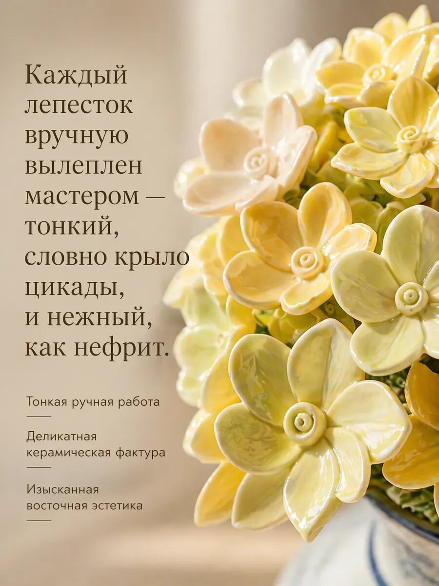 Декоративные фарфоровые цветы, набор 21 шт.