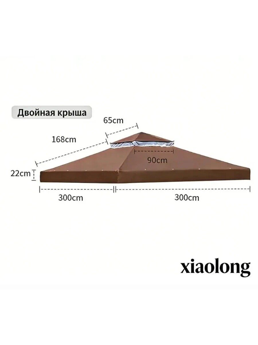 Двойная крыша для беседки 3х3 м, зеленая, с вентиляционной сеткой