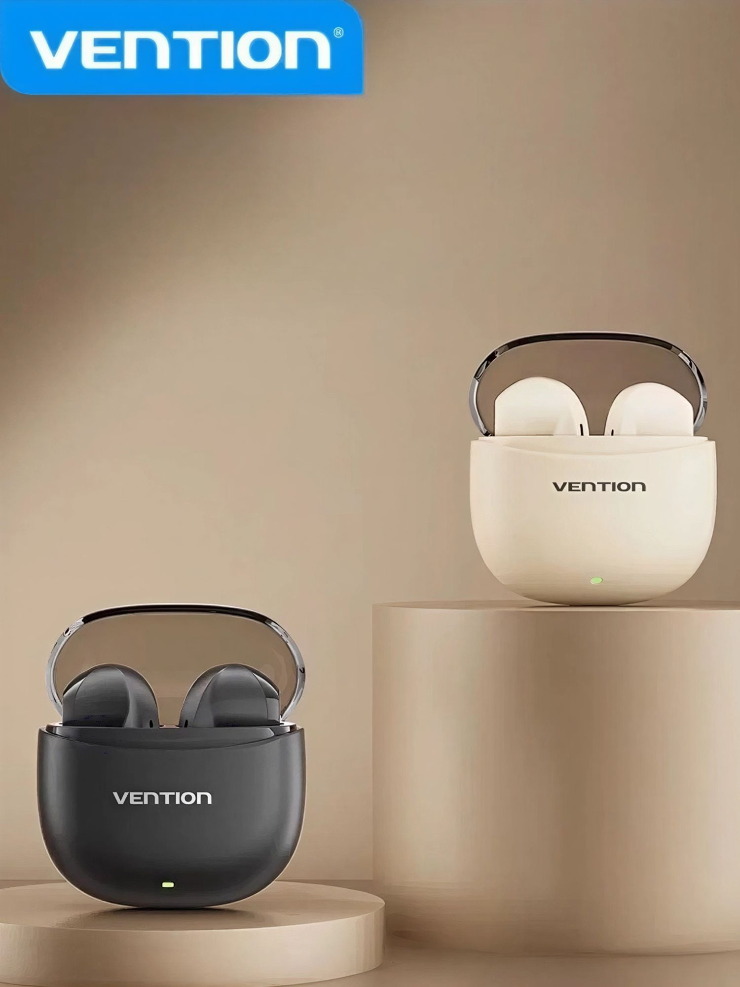 Наушники беспроводные Vention, игровая гарнитура, спортивные NBI TWS Е04, с шумоподавлением в кейсе.