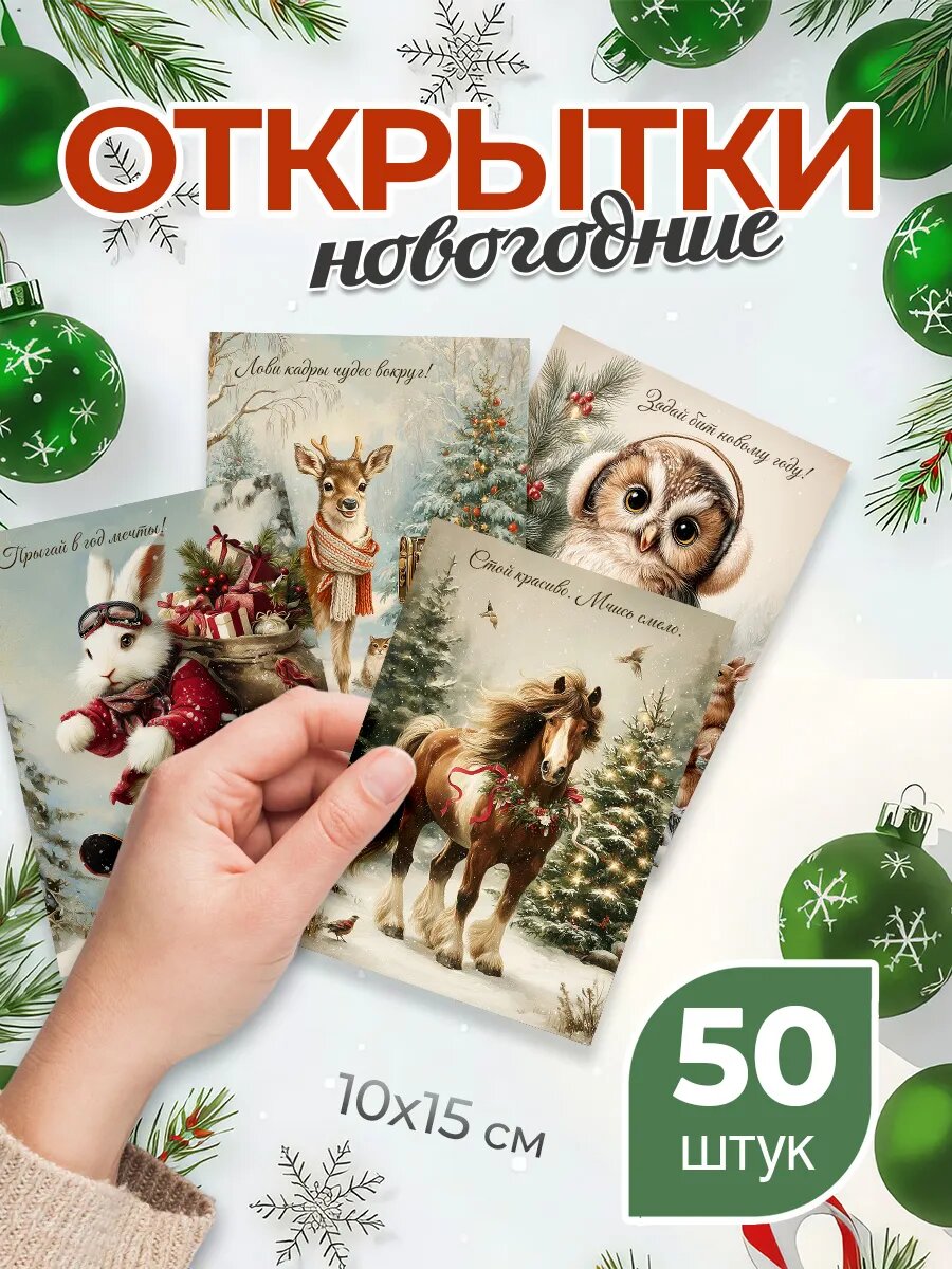 Открытки новогодние ретро, 10х15
