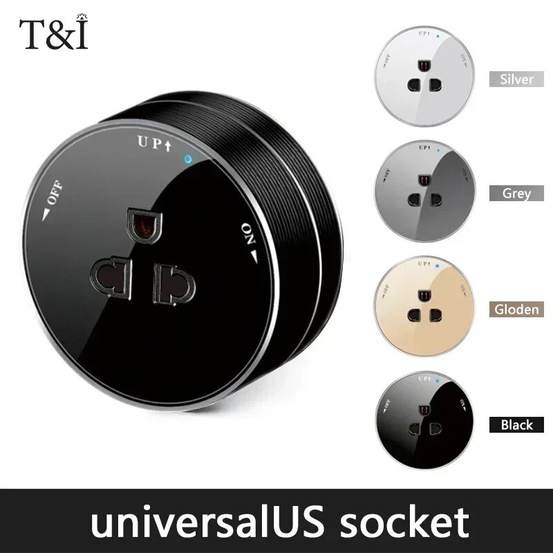 Розетка универсальная US, черная, Type: GD1-US