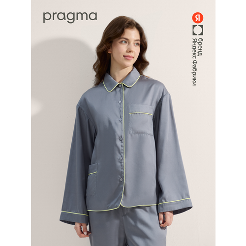 фото Рубашка pragma flow женская из лиоцелла с контрастным кантом, размер 3xl, серый