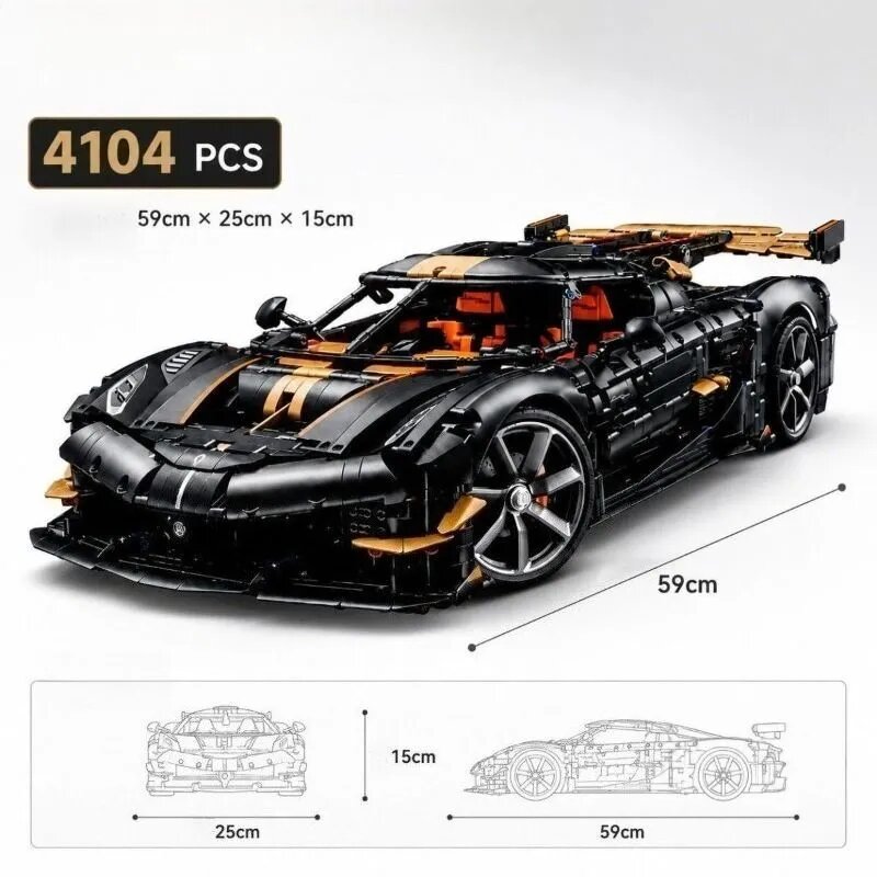 Конструктор Техника Koenigsegg Sadairs Spear, 4104 детали, масштабная модель 1:8, коллекционный суперкар