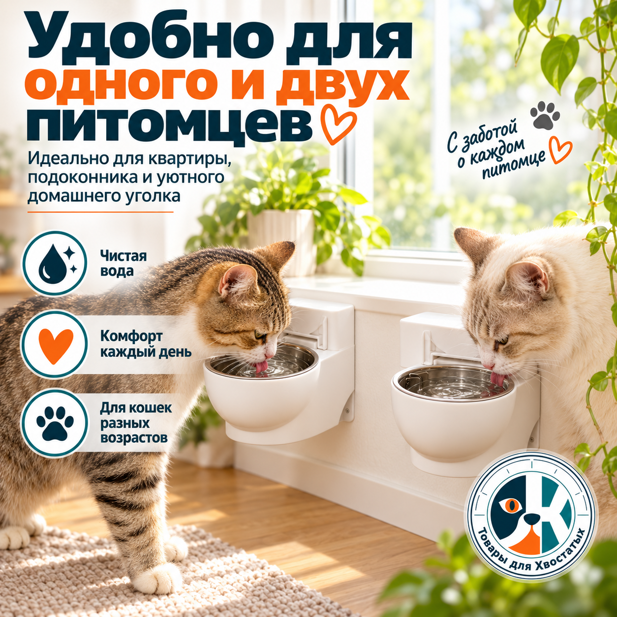 Настенная поилка‑миска для кошек, без сверления, съемная чаша из нержавеющей стали, настенное крепление, экономия места