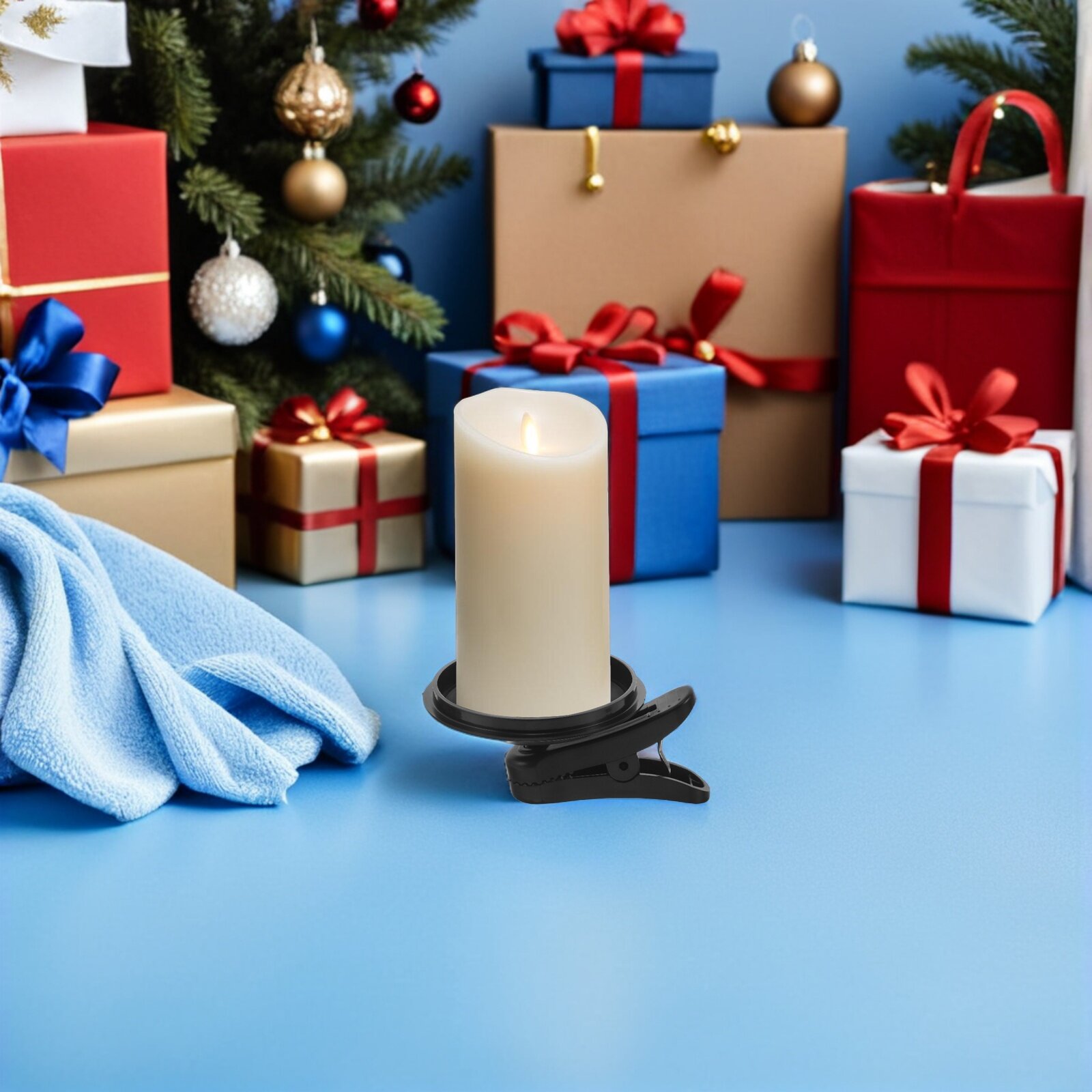 Черный пластиковый зажим для свечи, для украшения рождественской елки, в наборе 2 шт