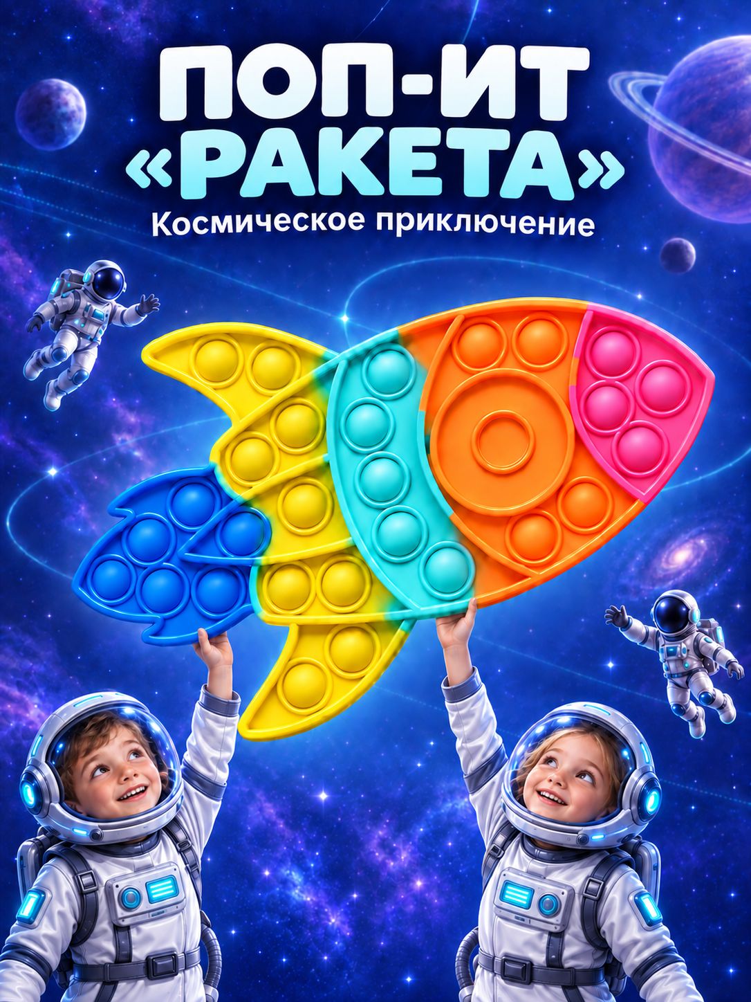 Антистресс Поп Ит Ракета, силиконовая игрушка для детей, развивающая настольная игра, 1 штука