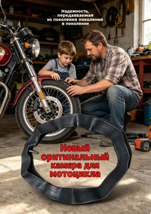 Камера мотоциклетная Moto-Velo-Dom 2.75-17 с прямым ниппелем для мопеда и мотоцикла
