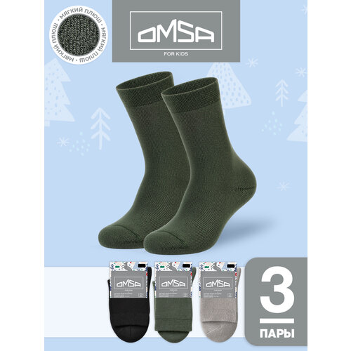 фото Носки omsa omsa kids, 3 пары, размер 27/30, красный