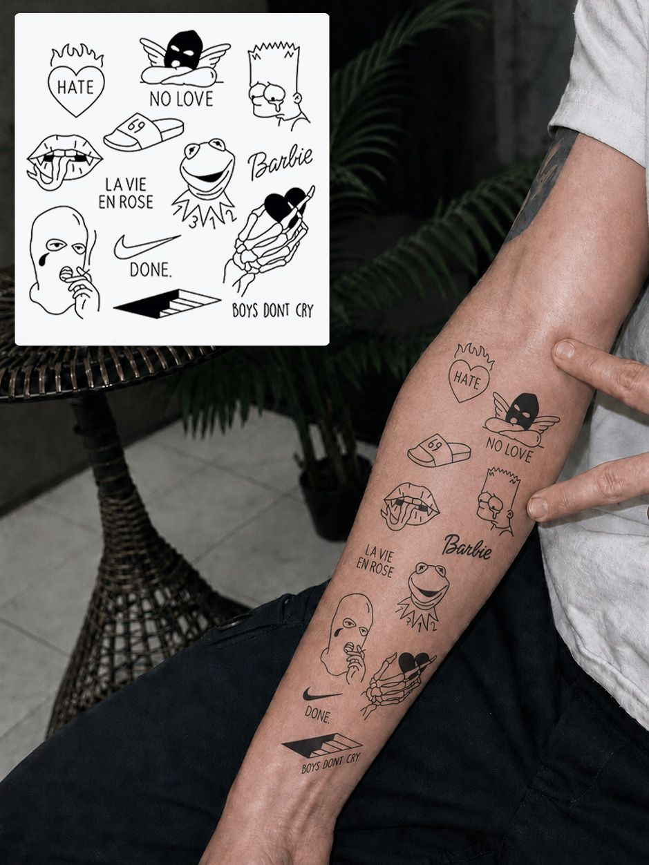 TATTS Переводные татуировки, Мини-тату SAD 10*10см (для взрослых и детей)