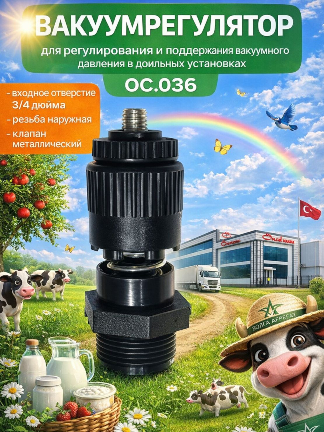 Регулятор вакуума для доильного аппарата ОС.036