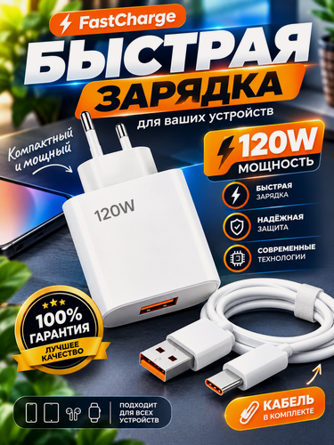 Изображение товара Быстрая зарядка 120Вт +кабель type-c