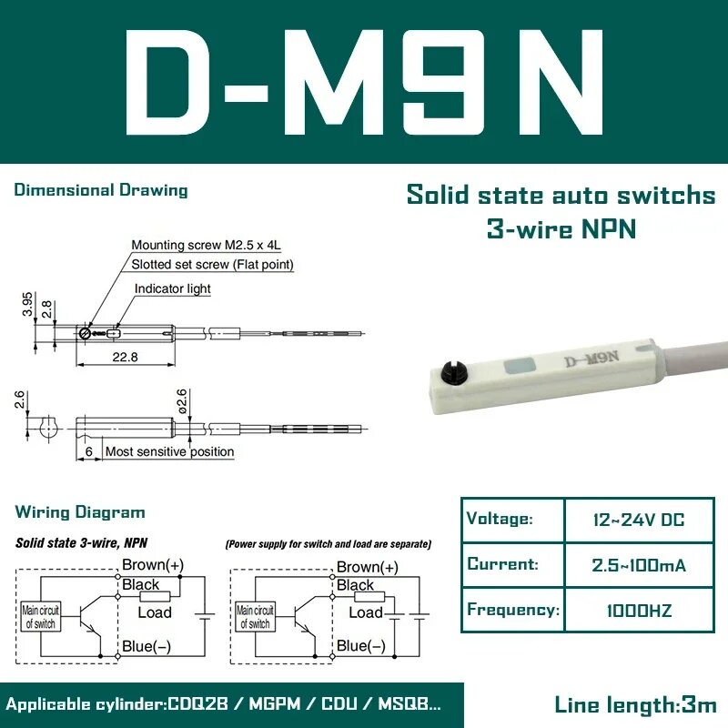 Датчик D-M9N 3-wire NPN 12-24V DC