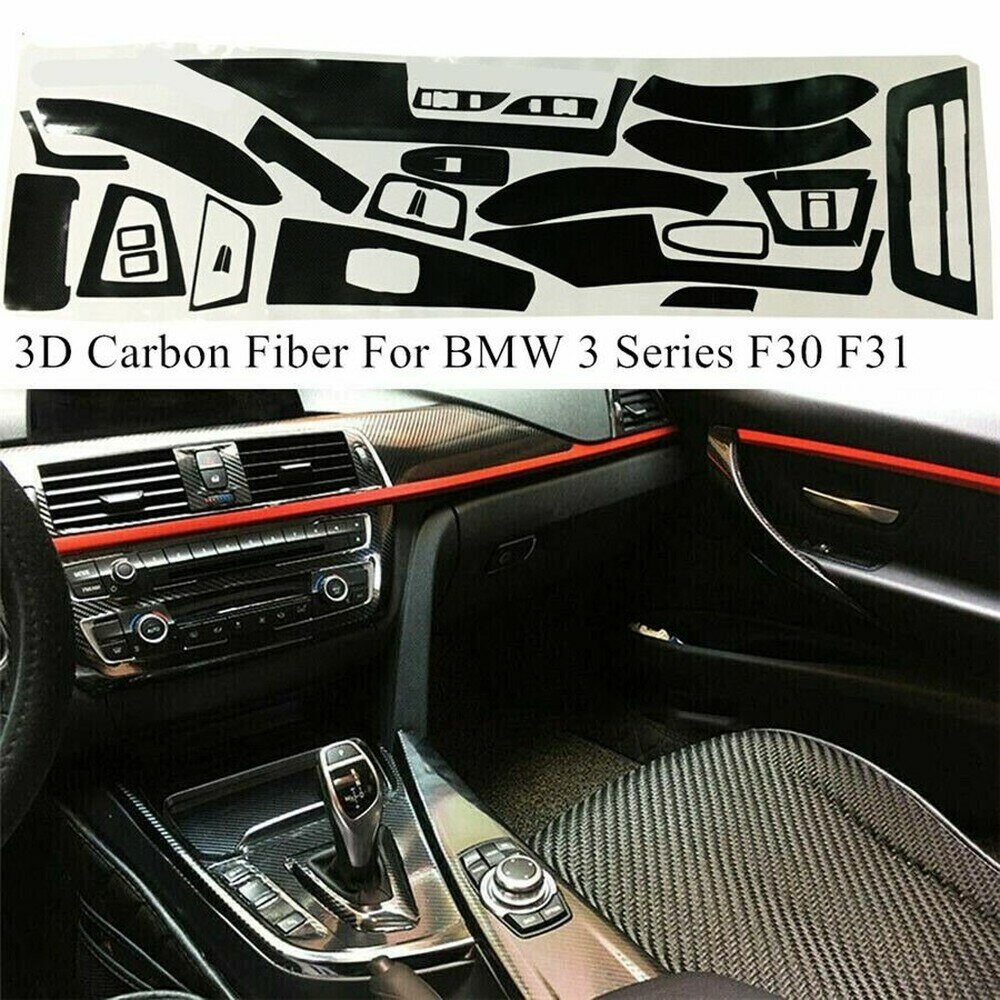 Накладки на внутреннюю отделку BMW F30 из карбона (комплект) - раздельная модель, 3D матовый карбон