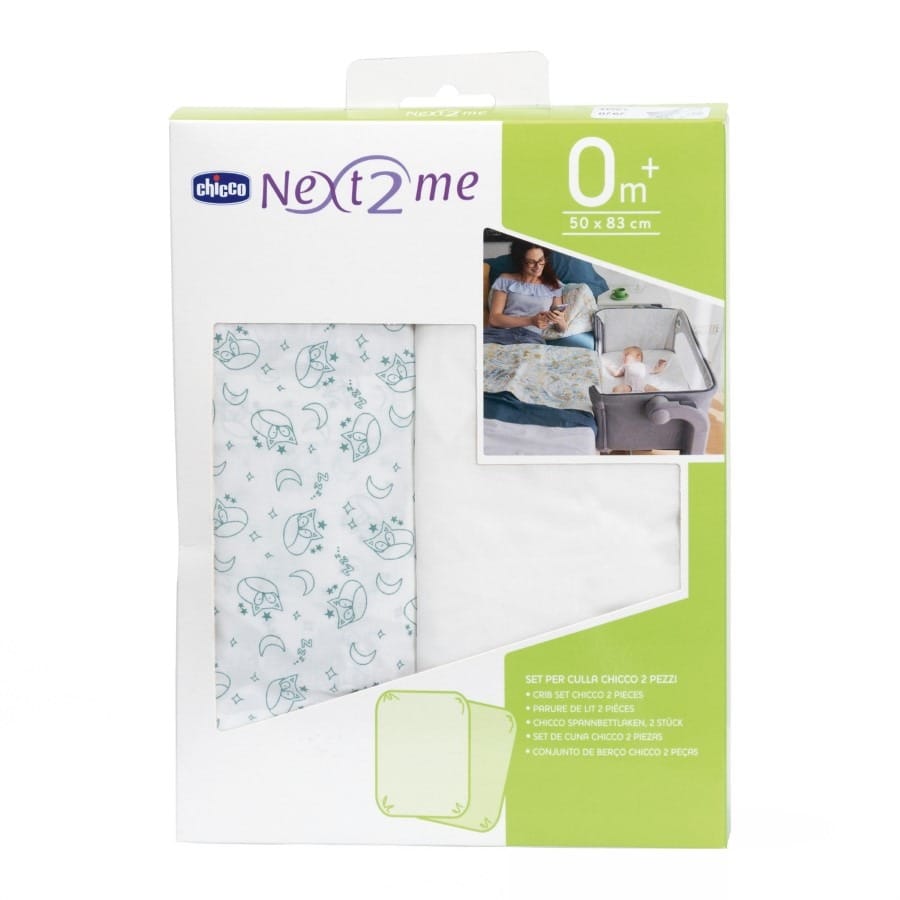 Простыня Chicco Next2Me Foxy, синий, 50x83 см, 2 шт