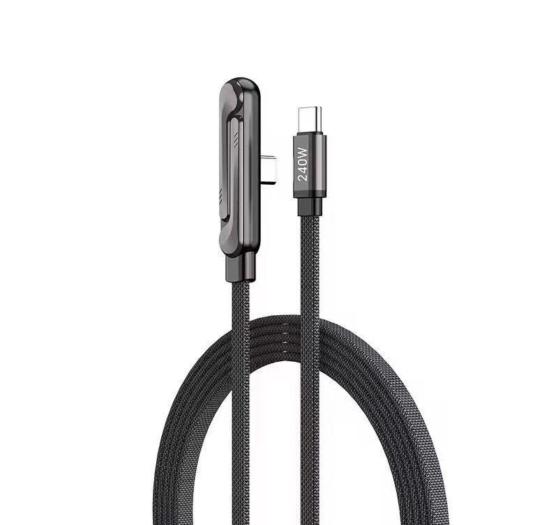 240W Быстрая зарядка складной держатель плетеный кабель USB C to C коннектор для Huawei Apple Type-C черный