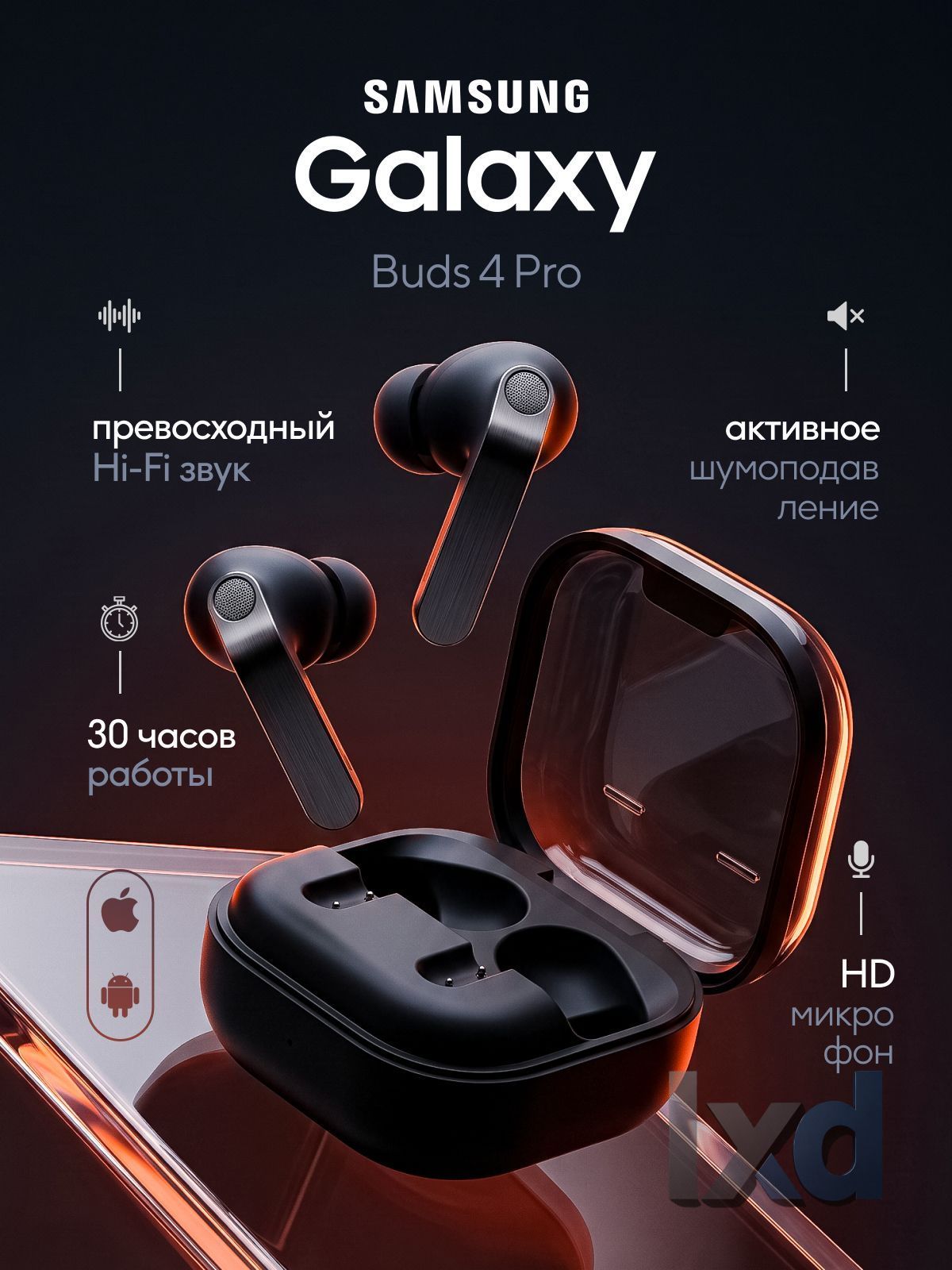 Наушники беспроводные с микрофоном, Bluetooth, USB Type-C, черный