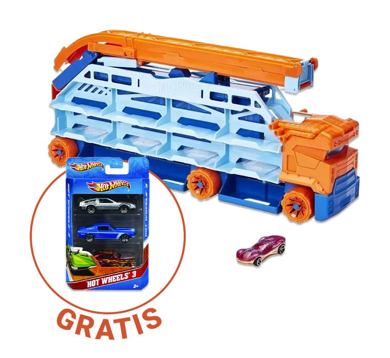 Игрушечная парковка для машинок Hot Wheels City Transporter эпический спуск 2 в 1, 3 машинки