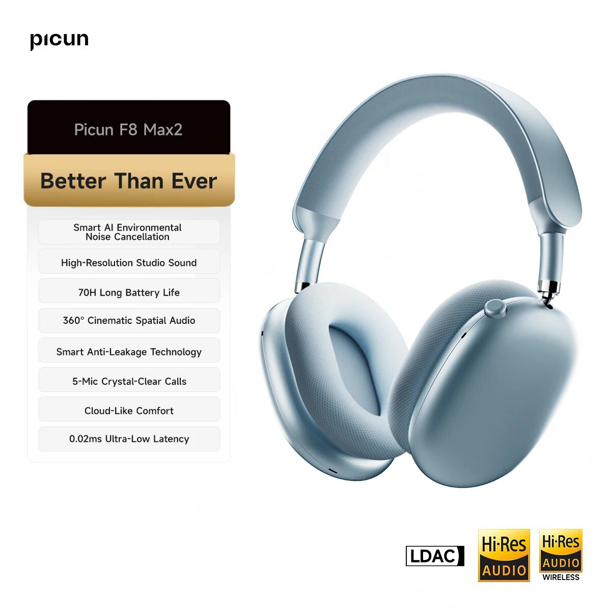 Picun F8MAX ANC беспроводные наушники F8MAX 2 Blue