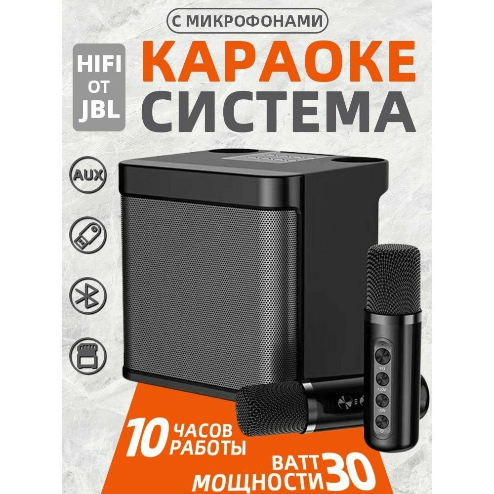 Караоке система с двумя беспроводными микрофонами / караоке система для дома с Bluetooth и USB разъемом / звуковой