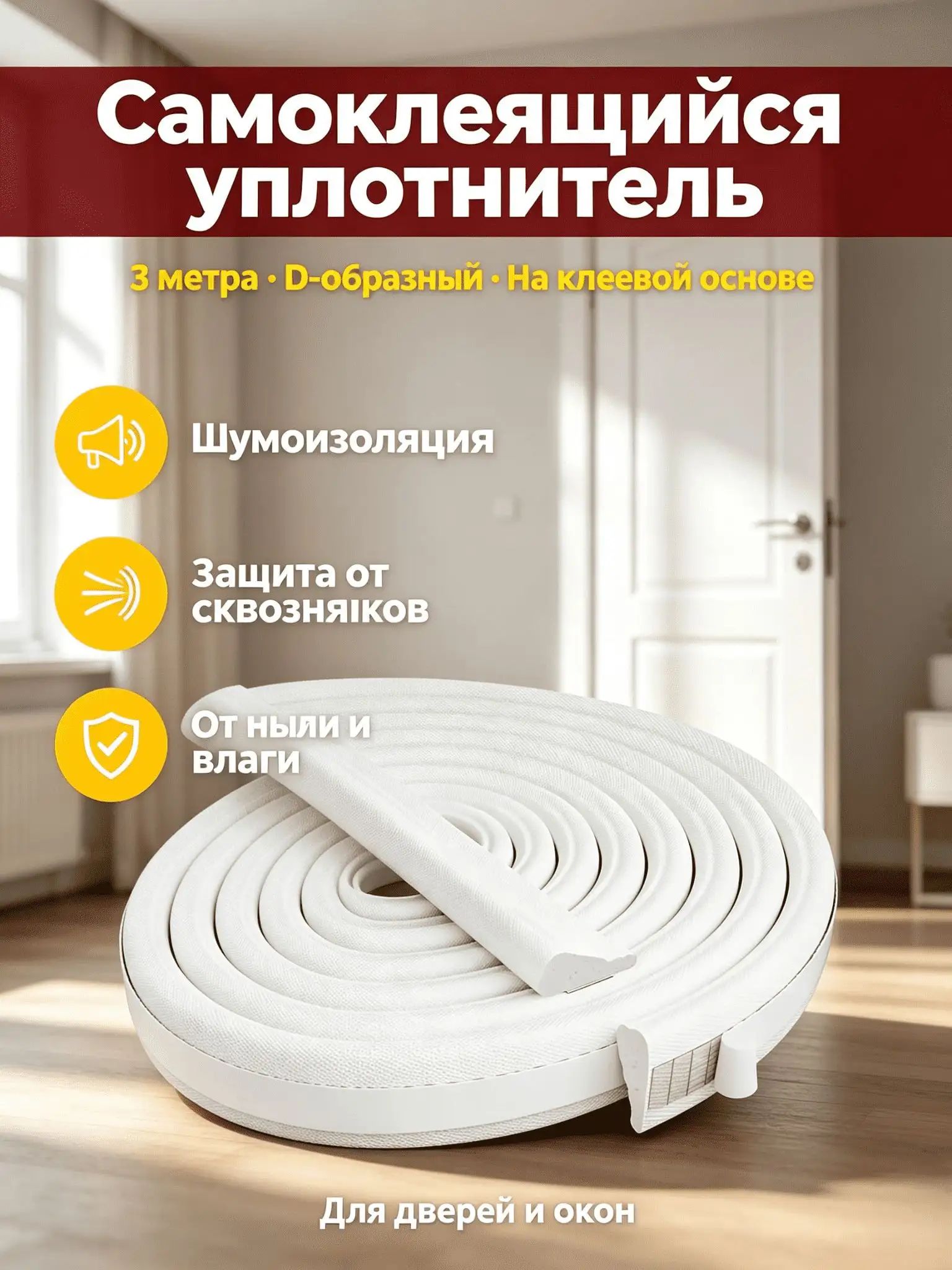 Эксклюзивная самоклеящаяся уплотнительная лента для окон и дверей, шумоизоляция, защита от ветра, пыли и насекомых, утепление от сквозняков