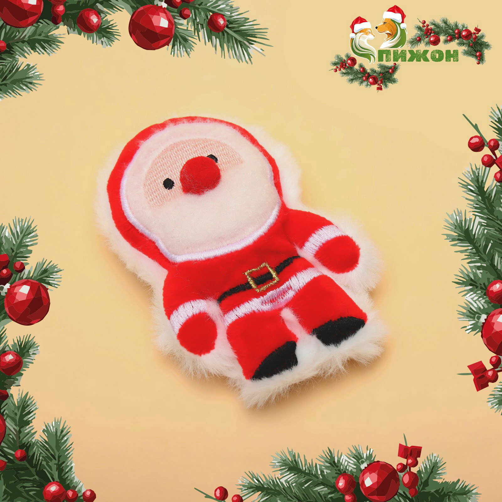 Игрушка для кошек новогодняя "Дед мороз", с кошечьей мятой, 11 см, красная