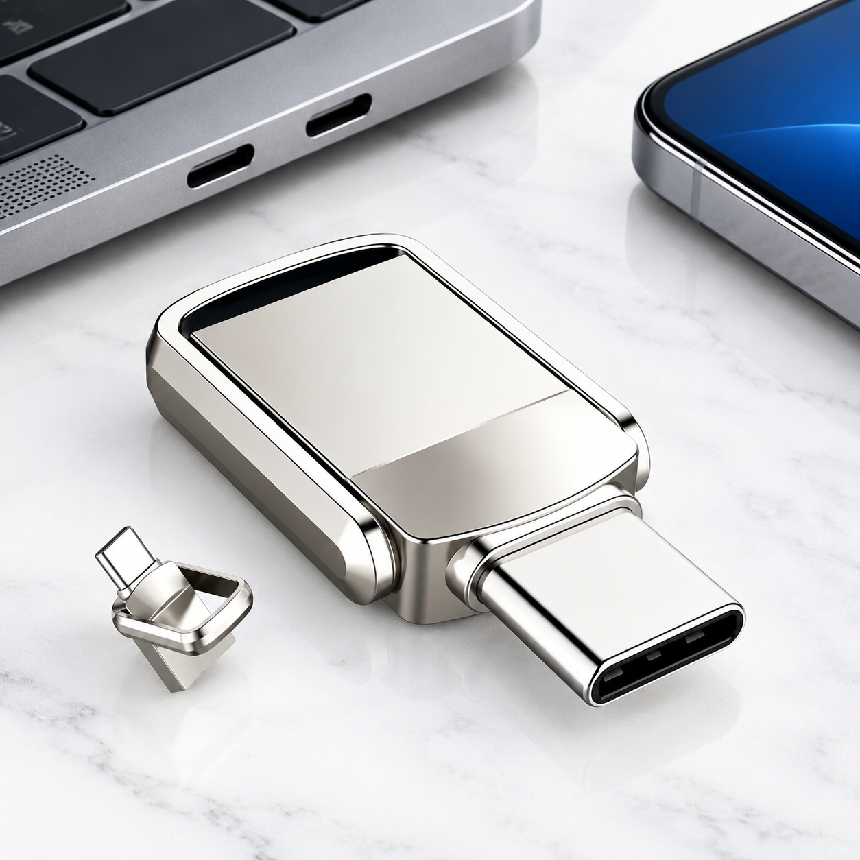 USB-накопитель Type-C 2ТБ, OTG (Цвет товара: серебристый)