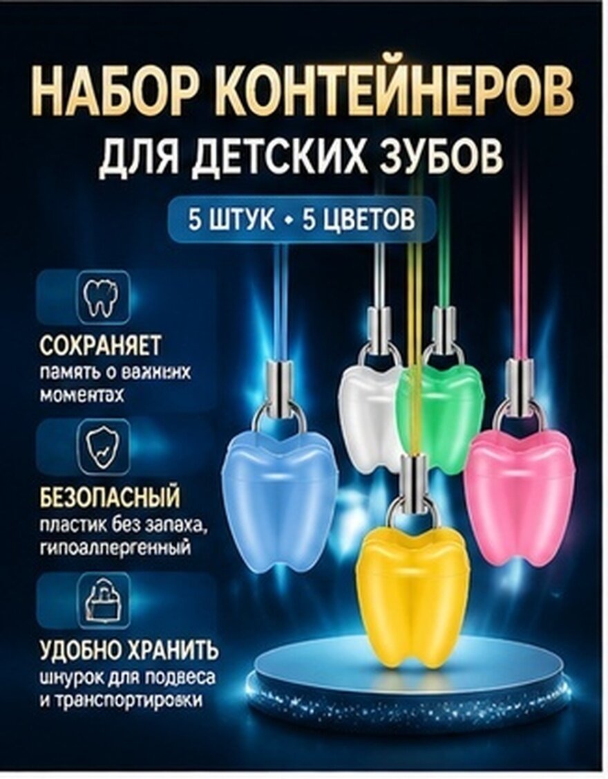 Коробка Для Хранения Молочных Зубов 5 Штук Контейнер В Forme Зуба Подарок Для Детей 1.80X1.80X1.70Cm